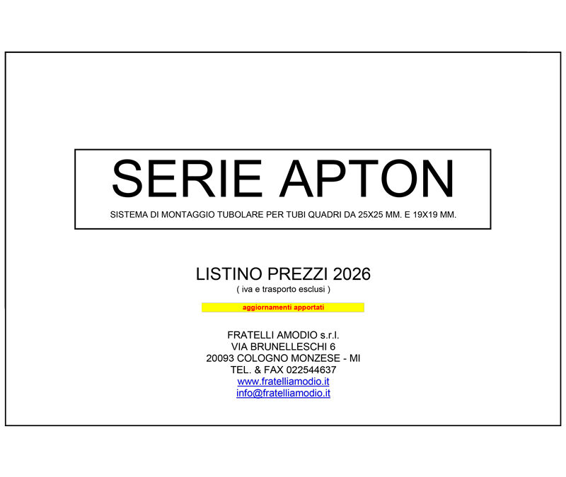 NUOVO LISTINO APTON 2026